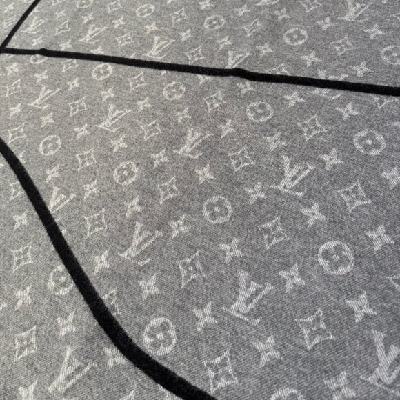 Louis Vuitton x NBA Wool Cashmere Grey Black Basketball Court Blanket - Picture 9 of 11